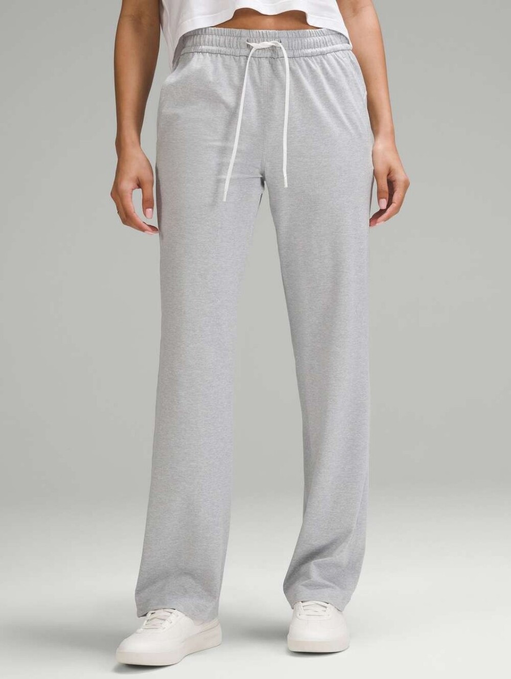 NWOT Lululemon Soft Jersey Straight-Leg Mid-Rise Pant *RegbHeathered Core Grey